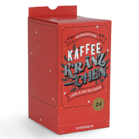 Kaffee-Adventskalender 2026 mit 24 kleinen Einzelfiltern (Drip Bags) und 12 unterschiedlichen Sorten